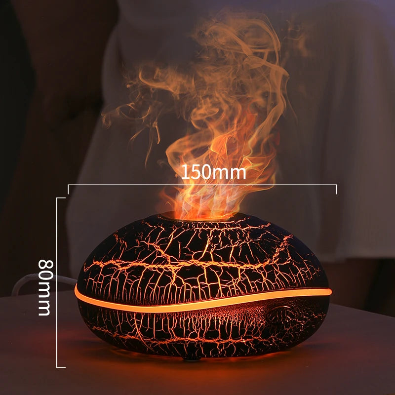 Flame Aroma Diffuser 200ml White | Essential Oil Humidifier with Remote & 7-Color LED Light WHITE
