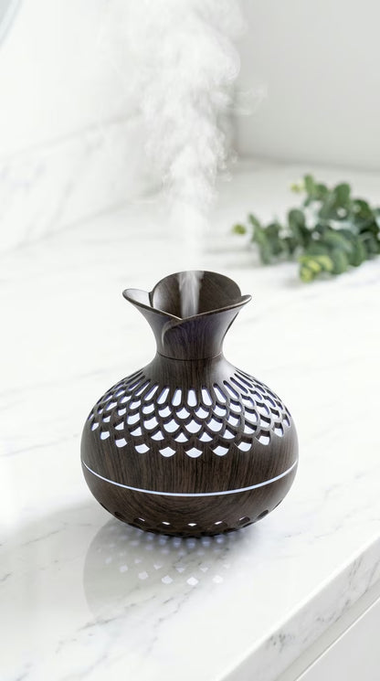 Aroma Diffuser 300ml Wood Grain | USB Ultrasonic Essential Oil Humidifier | Mayjam - Dark Wood Grain - Image 5