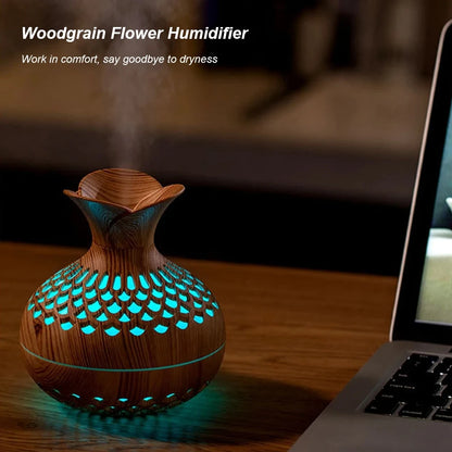 Aroma Diffuser Dark Wood Grain 300ml | USB Ultrasonic Essential Oil Humidifier Dark Wood Grain